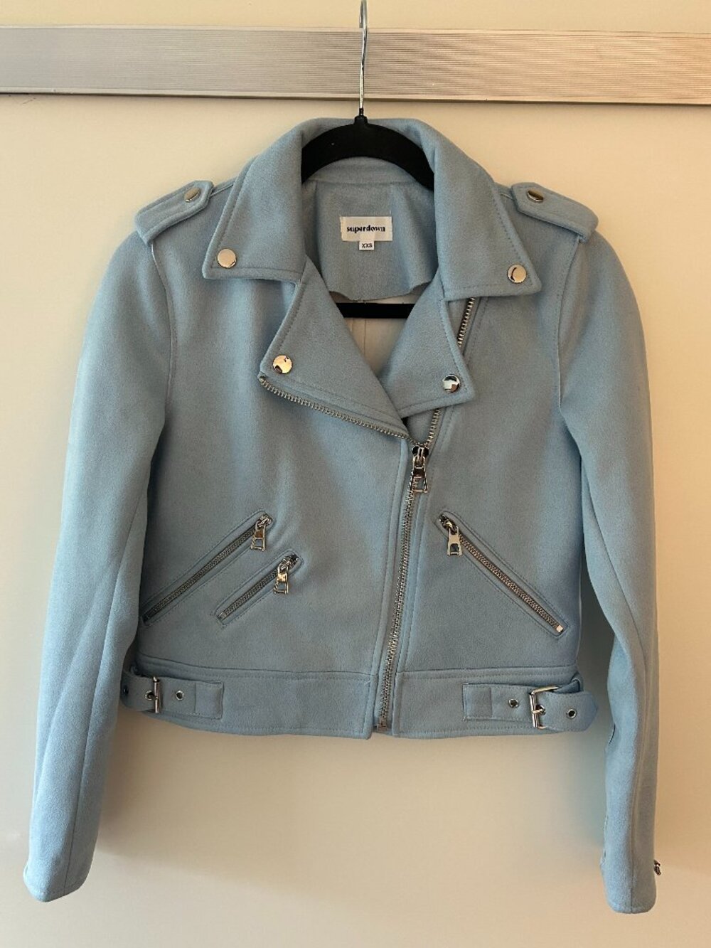 Superdown Macey Moto Jacket in XXS blue